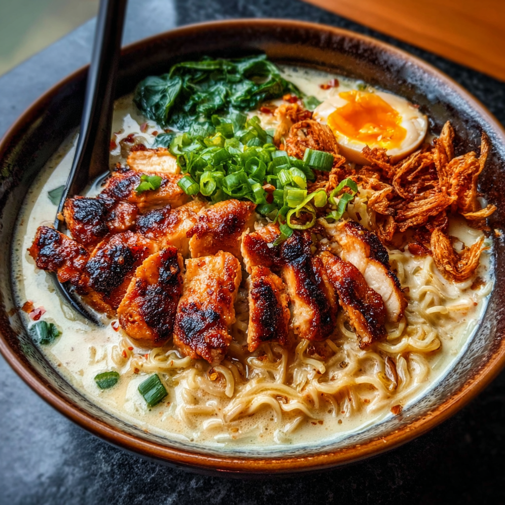 Fiery Chicken Ramen with Creamy Garlic Sauce: Spicy, Silky & Soul-Warming