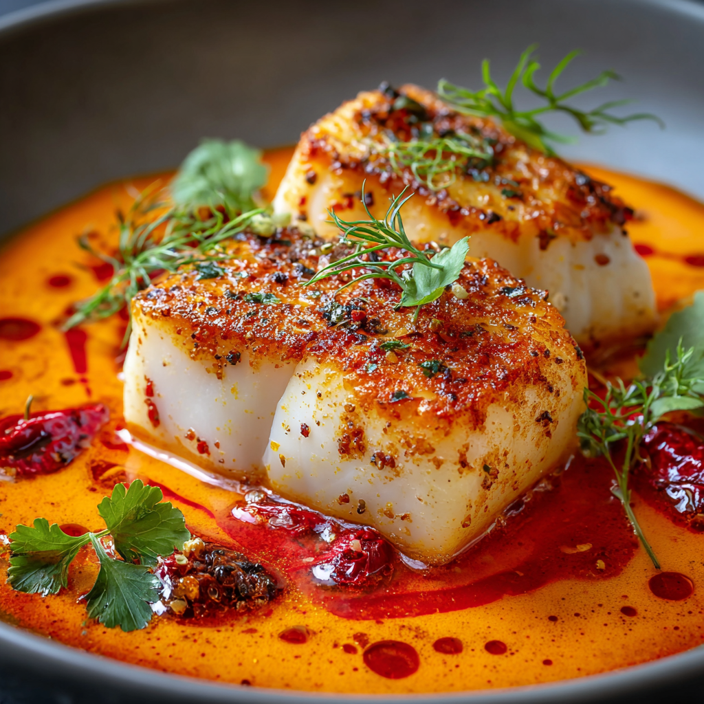 Delicious Cod with Roasted Red Pepper Sauce