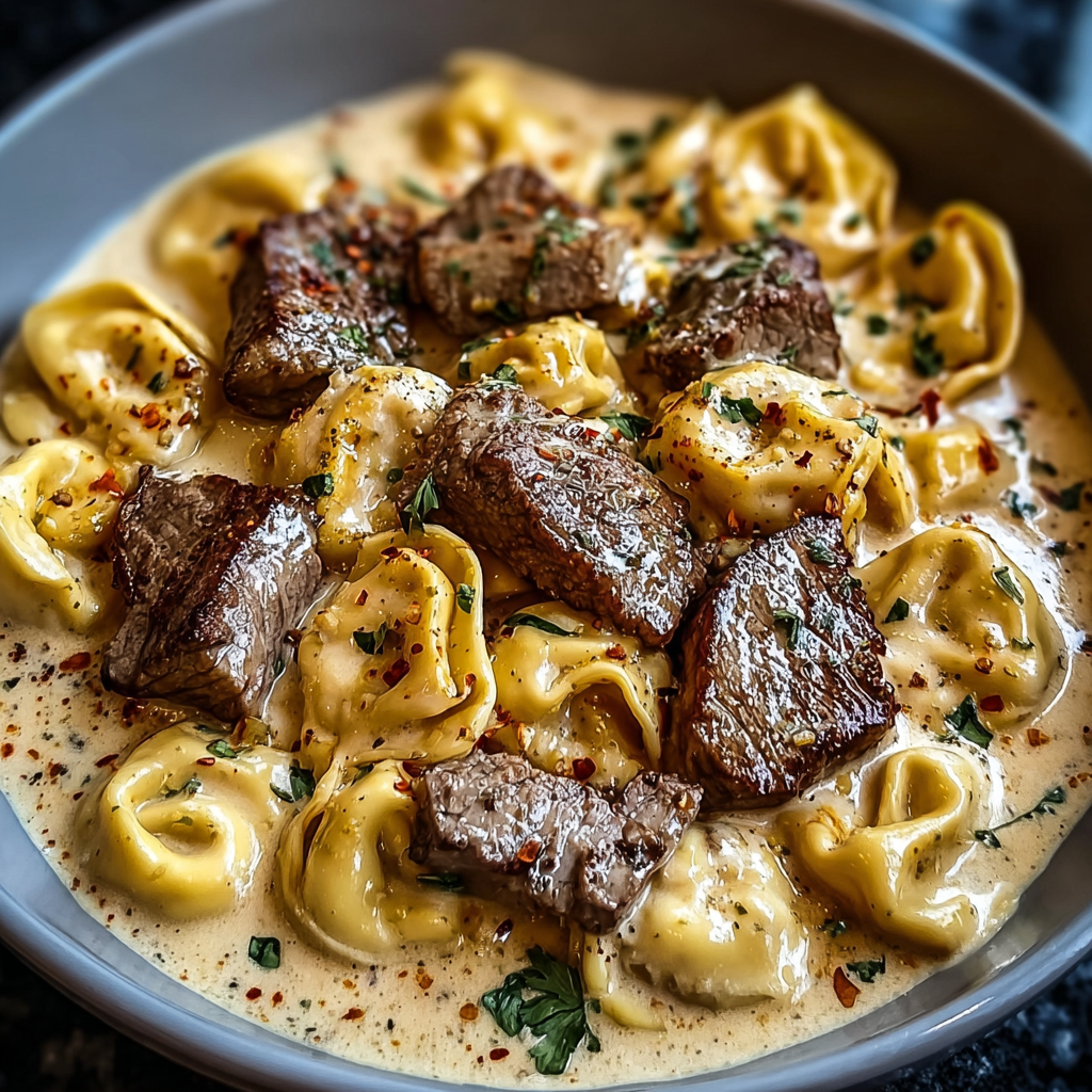 Cracked Garlic Steak Tortellini in Creamhouse Sauce Bliss