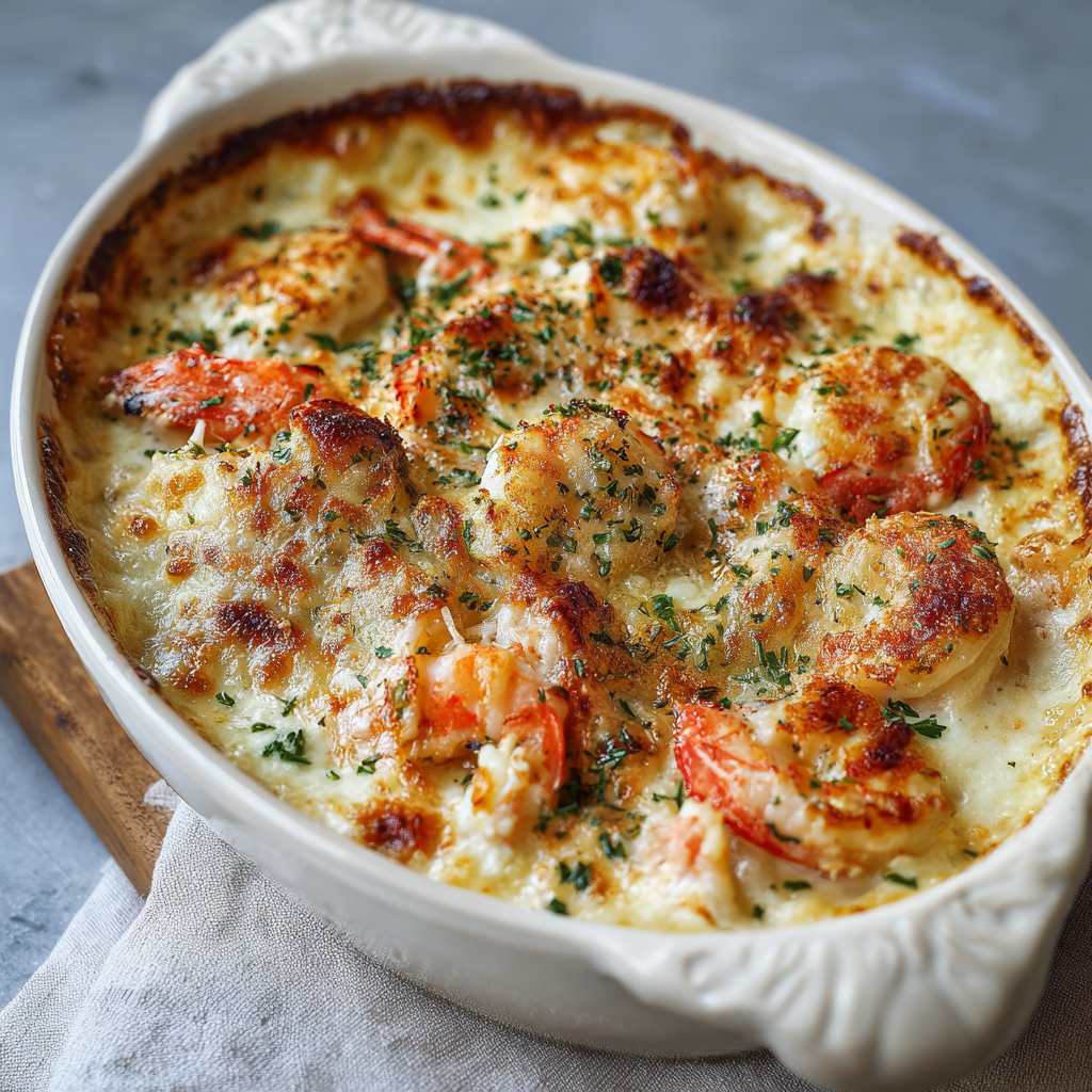 Creamy Crab and Shrimp Gratin: A Luxurious Seafood Bake
