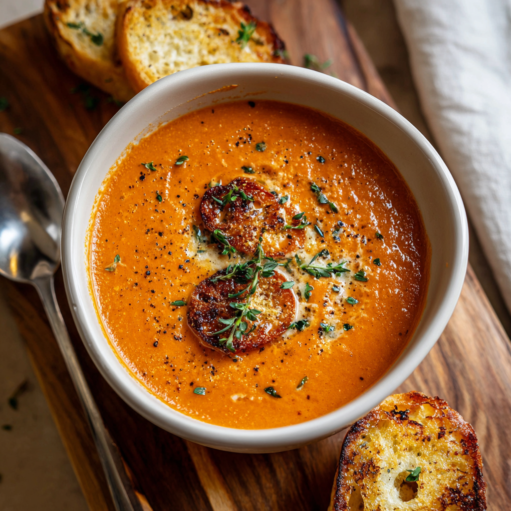 Creamy Roasted Garlic Tomato Soup: The “Umami-Deep” Comfort Bowl
