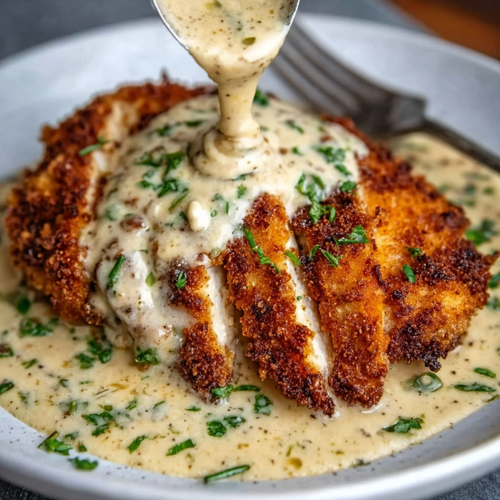 Parmesan Crusted Chicken with Creamy Garlic Sauce: Crispy, Juicy & Restaurant-Quality at Home