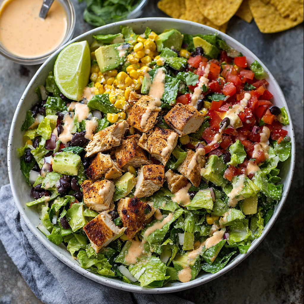 Southwest Chicken Chopped Salad with Creamy Chipotle Dressing