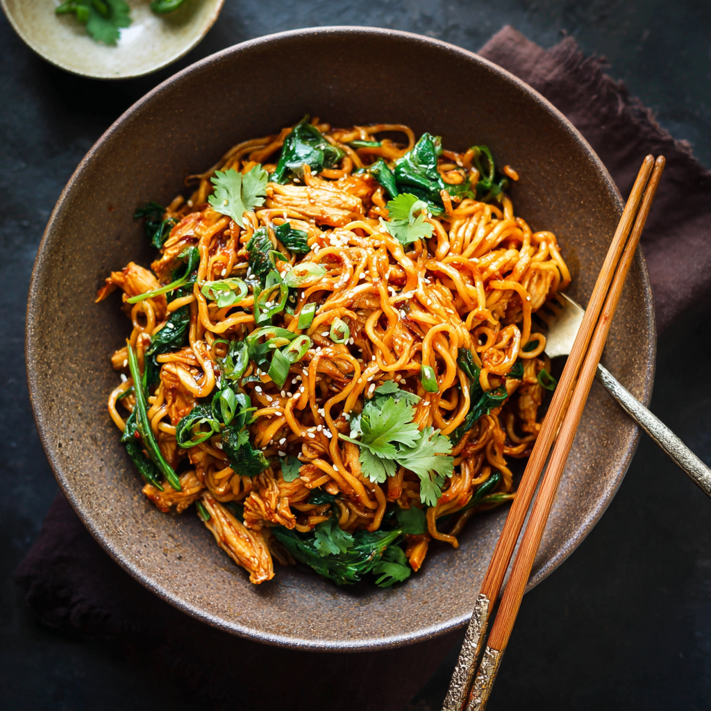 Saucy Gochujang Noodles with Chicken