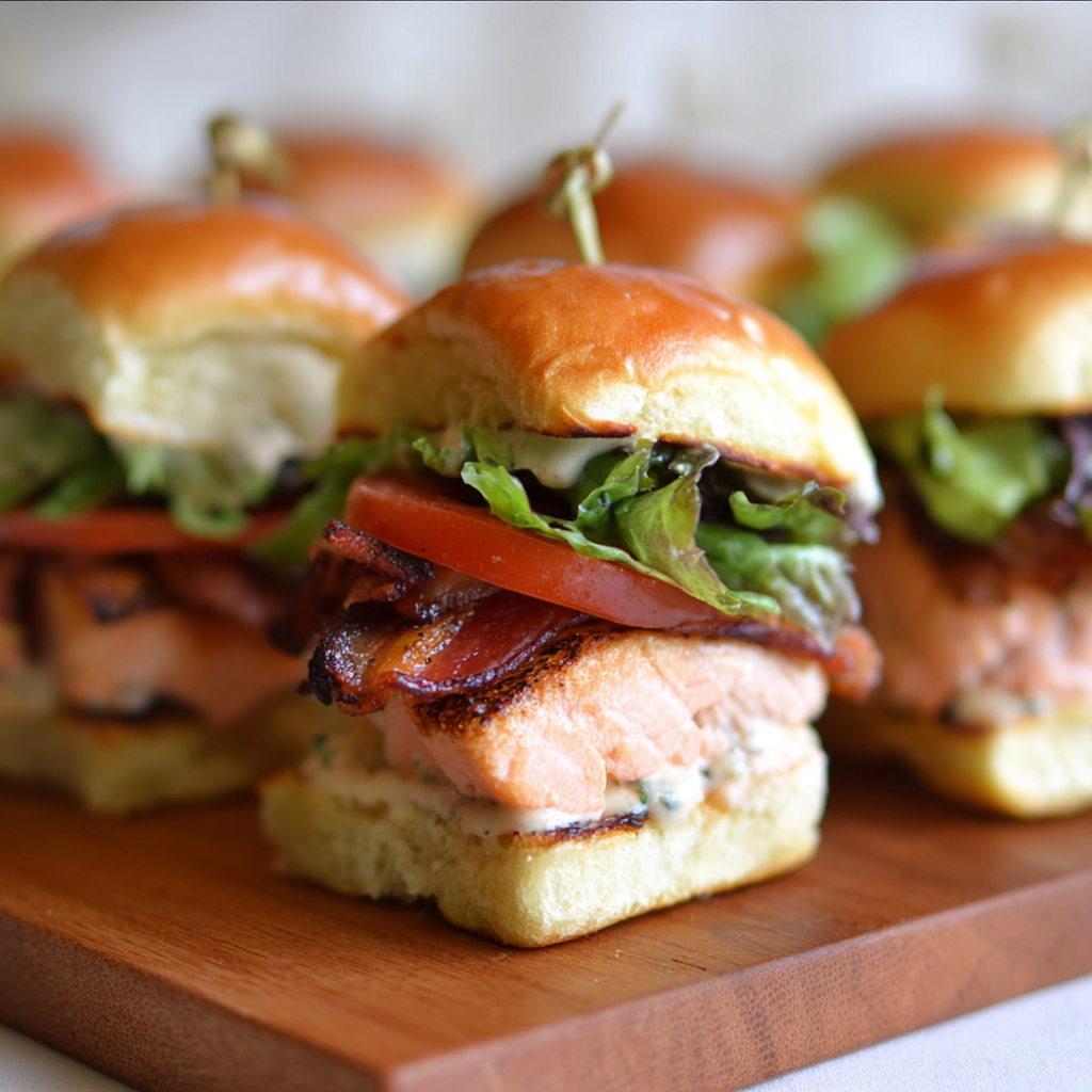 Salmon BLT Sliders with Chipotle Mayo