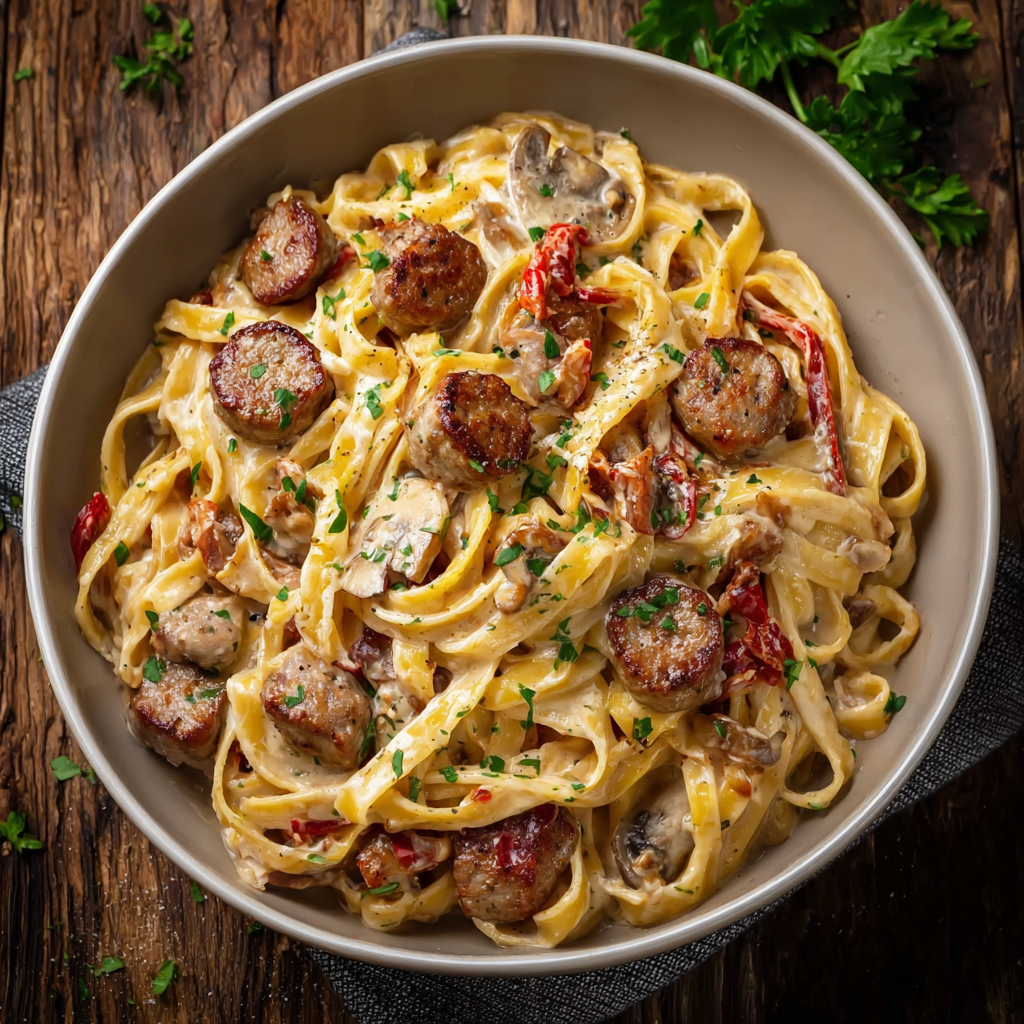 Creamy Italian Sausage Fettuccine
