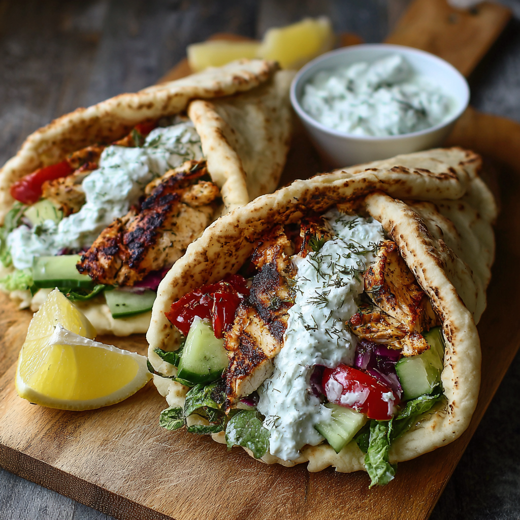 Mediterranean Chicken Gyros with Creamy Feta Tzatziki
