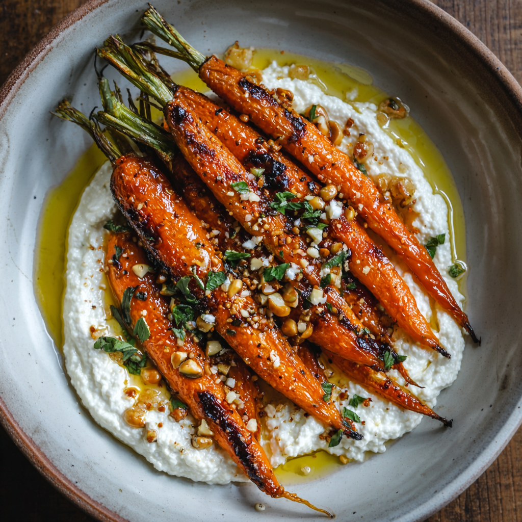 Roasted Carrots with Whipped Ricotta & Hot Honey: A Sweet & Spicy Delight