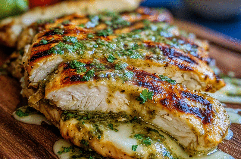 Grilled Chicken with Salsa Verde & Cheese (Juicy, Zesty & Irresistible)