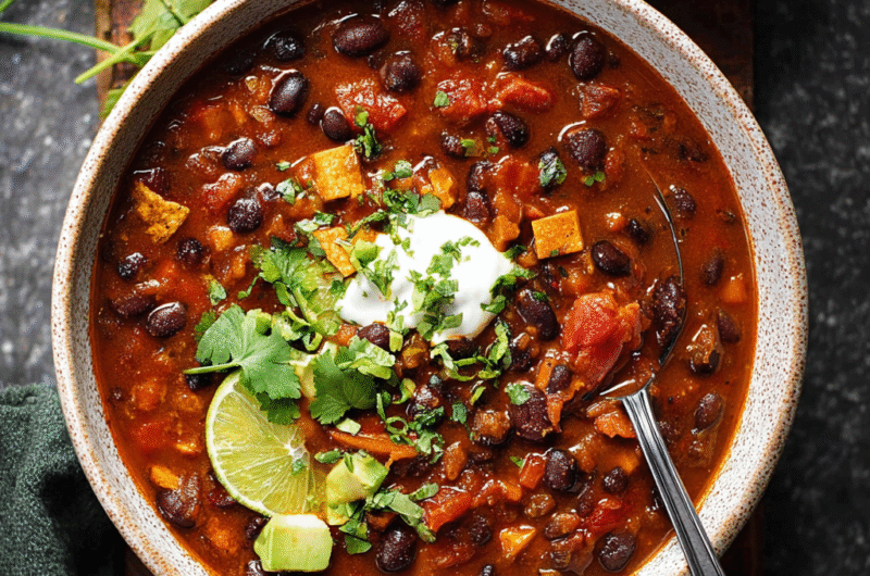 Vegan Black Bean Chili (Hearty, High-Protein & Flavorful)