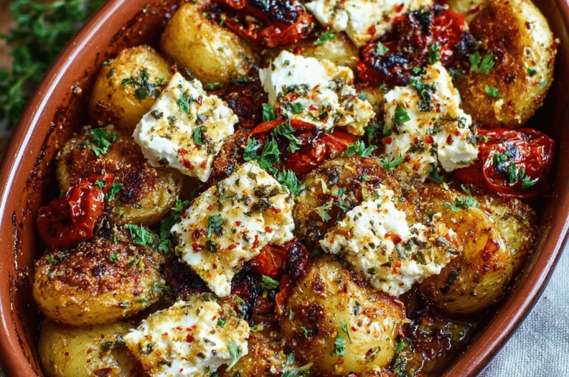 Baked Feta Potatoes (Easy Mediterranean One-Pan Recipe)
