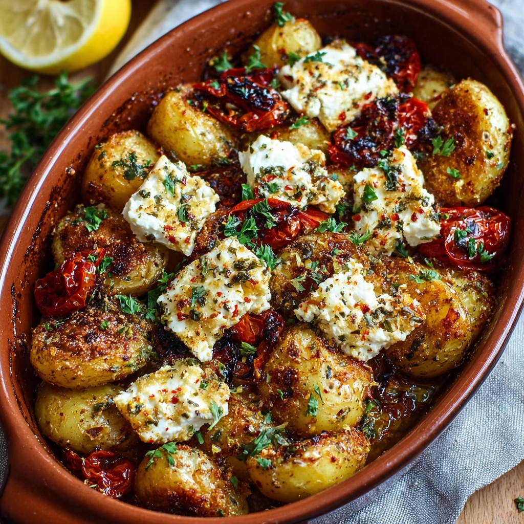 Baked Feta Potatoes (Easy Mediterranean One-Pan Recipe)