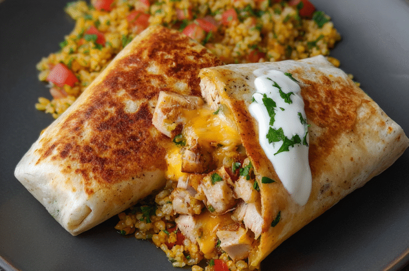 Cheesy Rotisserie Chicken Burritos