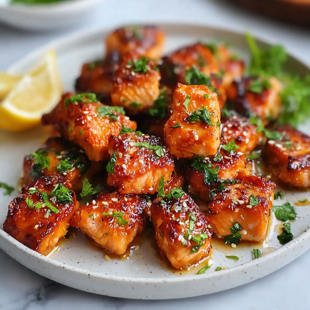 Air Fryer Honey Garlic Salmon Bites