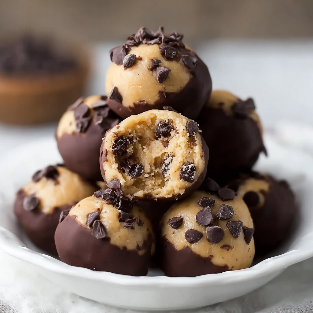 No-Bake Cookie Dough Bites (Eggless & Chocolate-Coated)