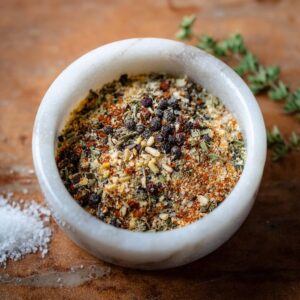 Clean homemade burger seasoning mix with no additives or preservatives perfect for lean beef patties