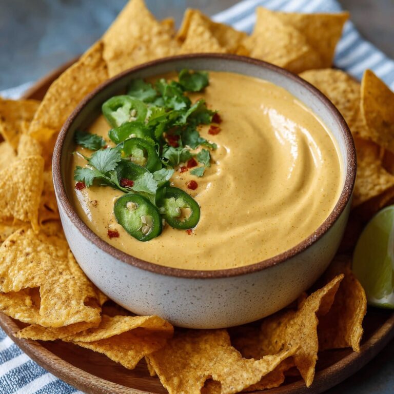 Healthy nacho cashew cheese sauce dairy-free high protein in a glass bowl with colorful vegetables