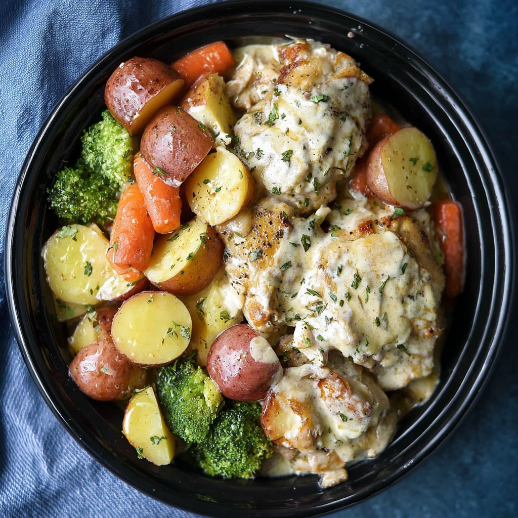Slow Cooker Creamy Garlic Chicken and Veggies - photo 2