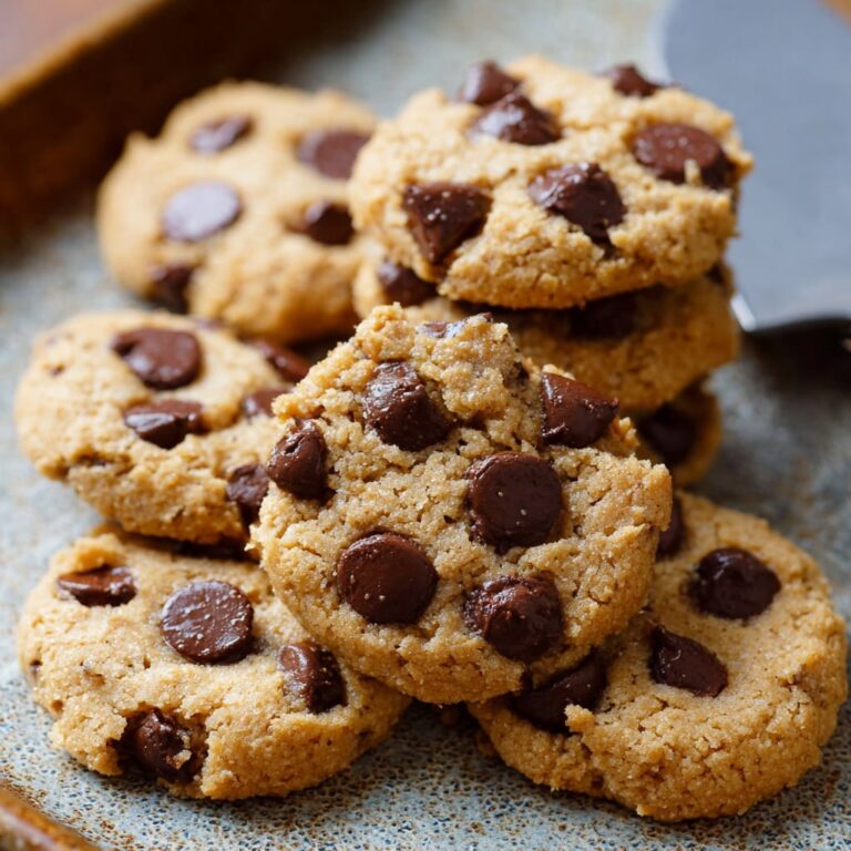 Healthy sugar-free chocolate chip cookies on a cooling rack