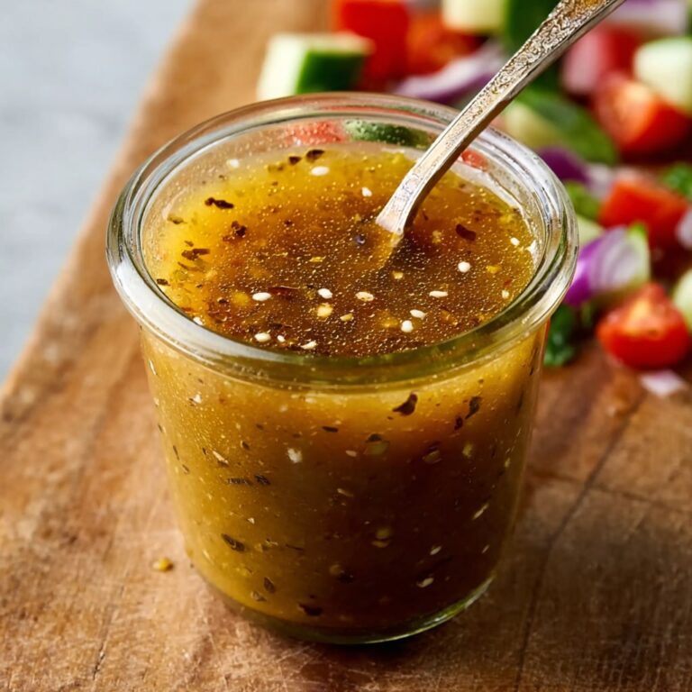 Healthy homemade Greek salad dressing with olive oil and fresh herbs