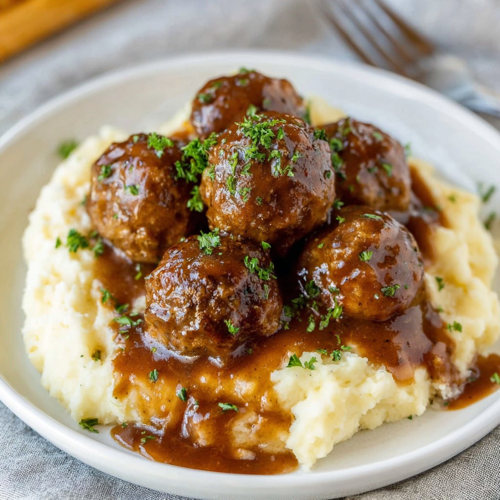 Healthy Salisbury steak meatballs