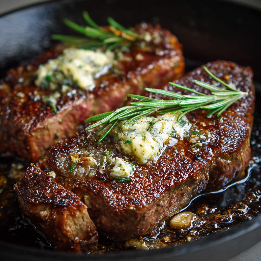 Pan-Seared Steak with Garlic Rosemary Butter