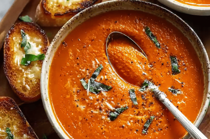 Roasted Tomato Soup with Gruyère Toasts (Rich, Cozy & Better Than Canned)
