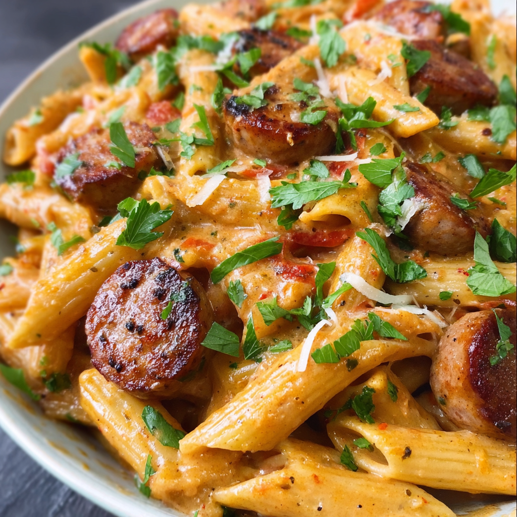 One Pot Creamy Cajun Sausage Pasta (30-Minutes, Rich & Spicy Comfort Dinner)