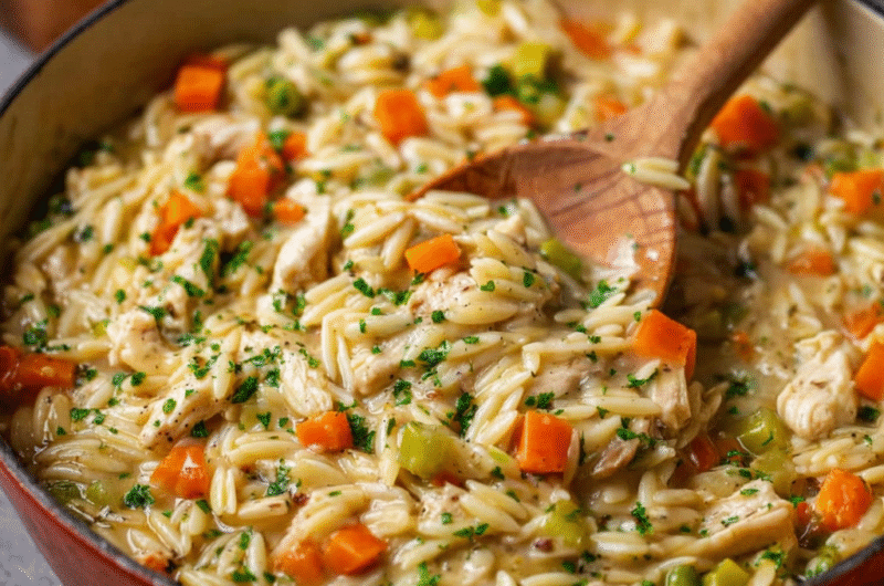 Chicken Pot Pie Orzo (Easy One-Pot Comfort Dinner)