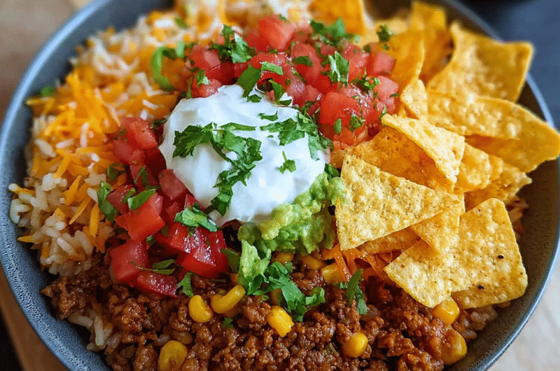 Taco Rice Bowl with Doritos (Quick & Flavor-Packed Dinner)