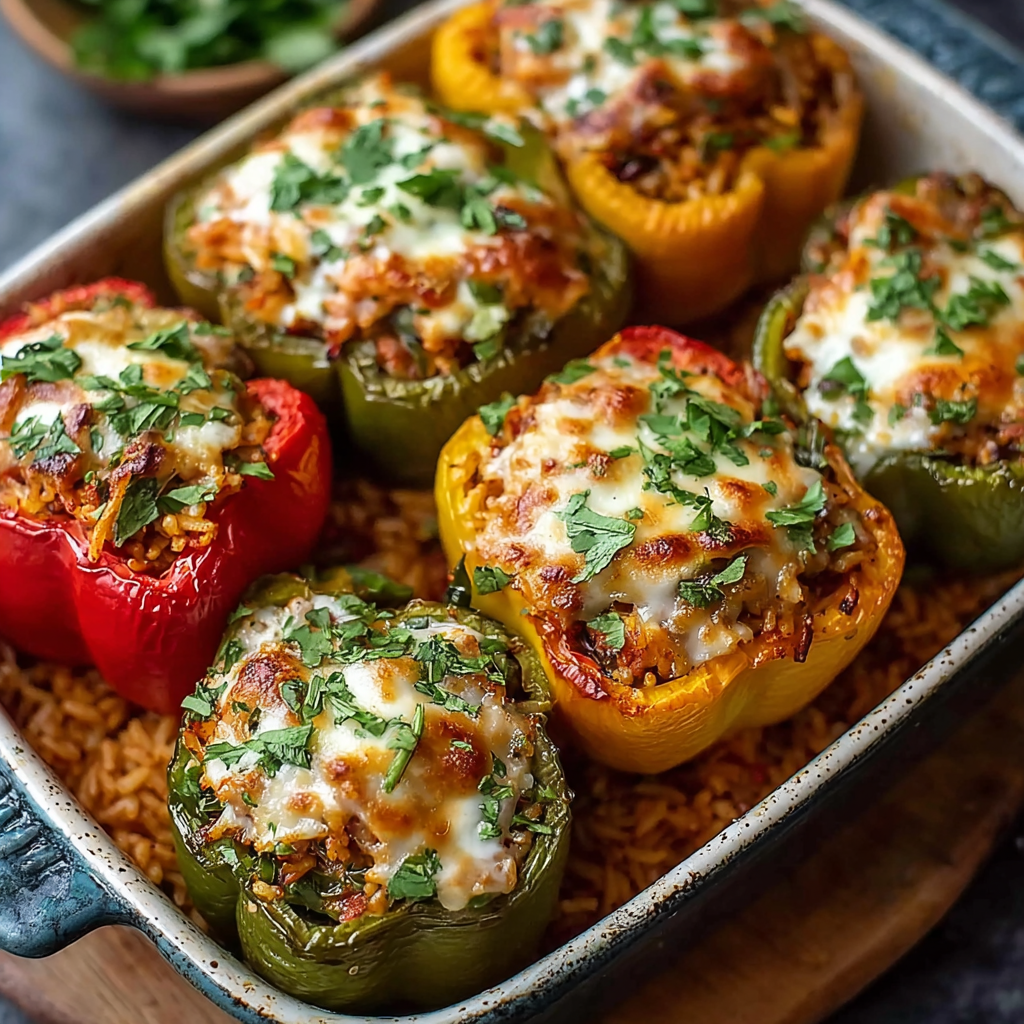 Easy Vegetarian Stuffed Bell Peppers with Rice – Healthy, Flavorful & Simple
