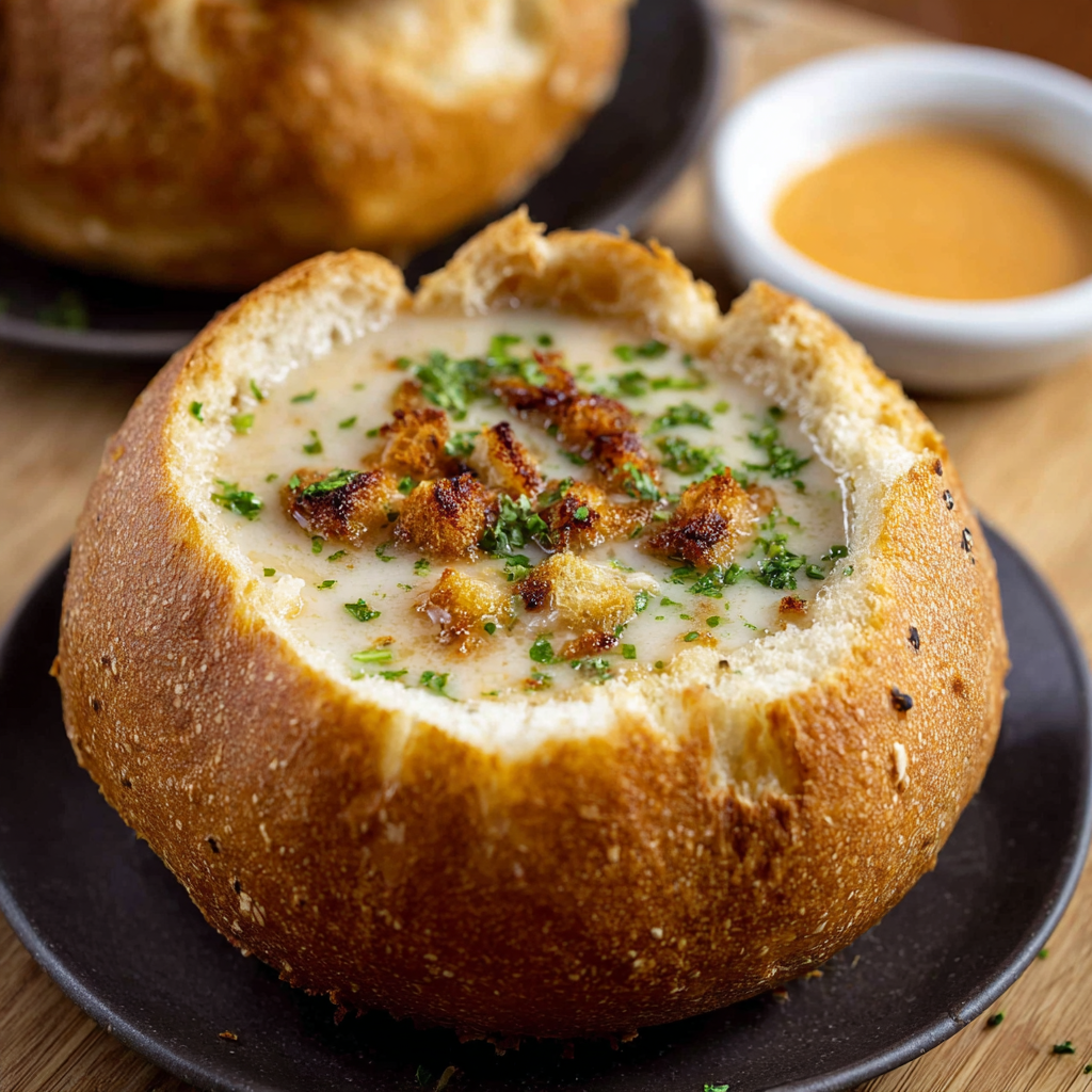 100 Clove Garlic Bread Bowl Soup – Ultra Creamy Roasted Garlic Comfort Recipe