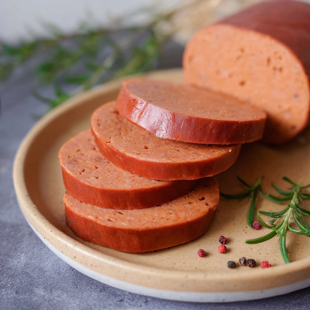 Healthy homemade vegan bologna with white beans and no oil
