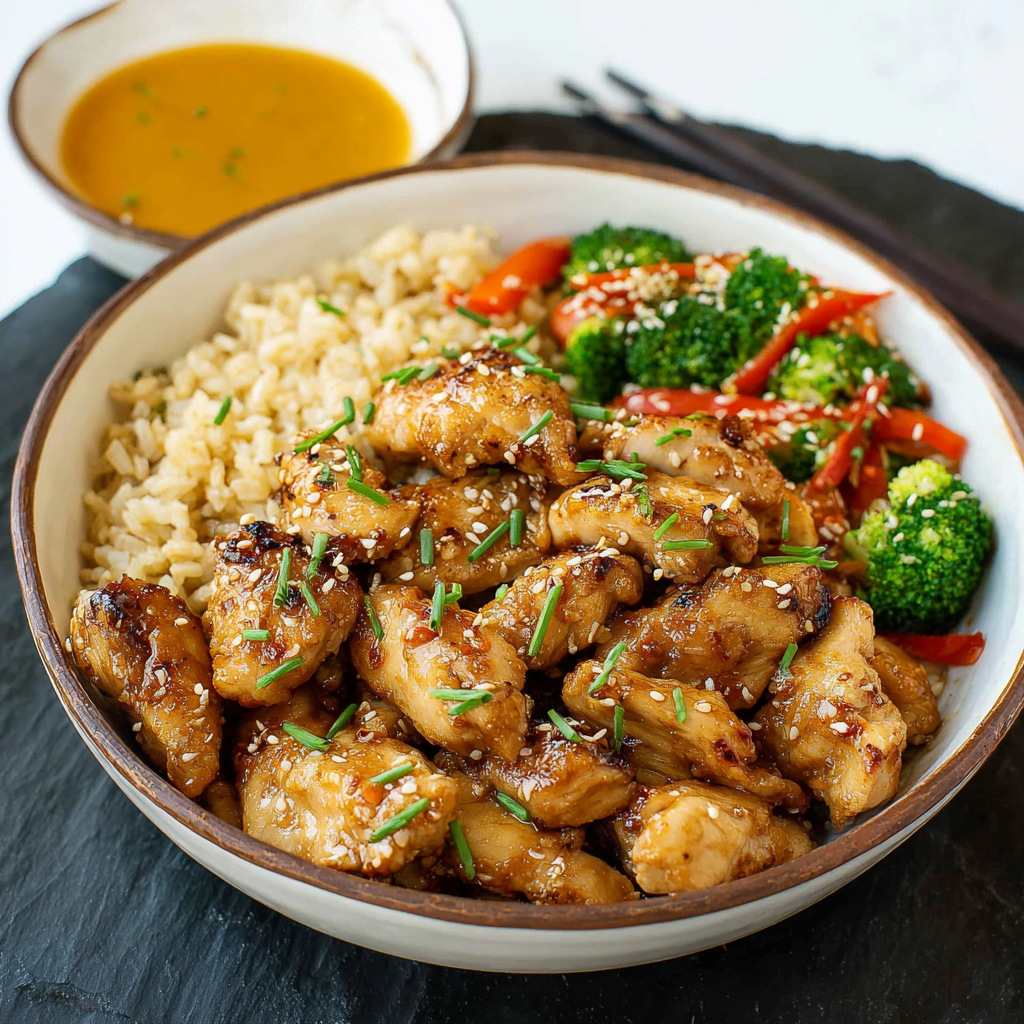 Plate of homemade Hibachi Chicken with vegetables
