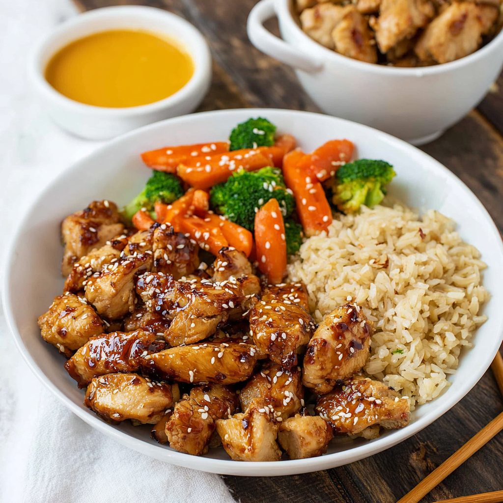 Ingredients for making Hibachi Chicken laid out on a counter