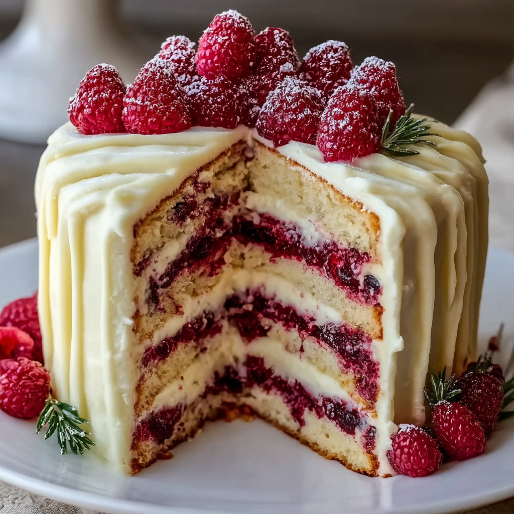 White Chocolate Raspberry Layer Cake (Elegant 4-Layer Show-Stopper, 3 Hr)