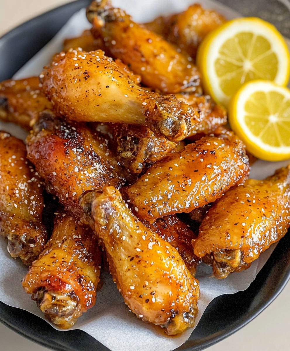 Honey Lemon Pepper Wings (Sticky Crispy Baked, 50 Min)