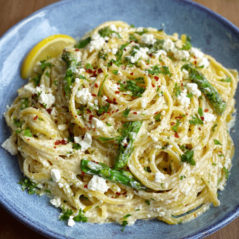 Creamy lemon feta pasta in a white bowl with rigatoni coated in lemony cream sauce, melted feta, fresh dill, lemon zest, cracked pepper
