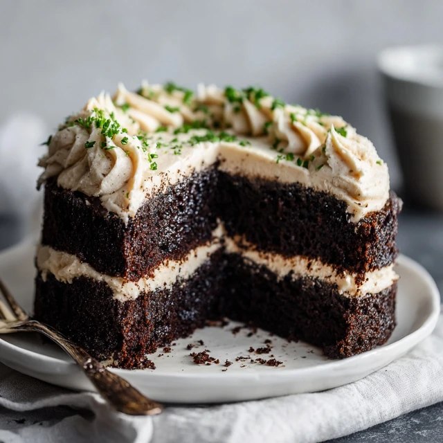 Close-up of chocolate cake slice showing tender dark crumb, generous fluffy white buttercream between layers and on top, chocolate sprinkles, candle for celebration