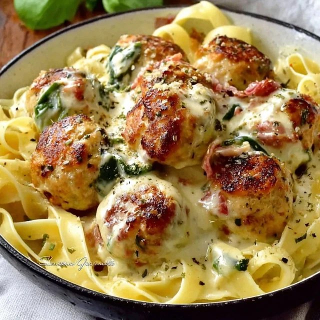 Creamy Chicken Meatball Pasta (Garlic Parmesan Cream Sauce, Tender Meatballs, 40 Min)