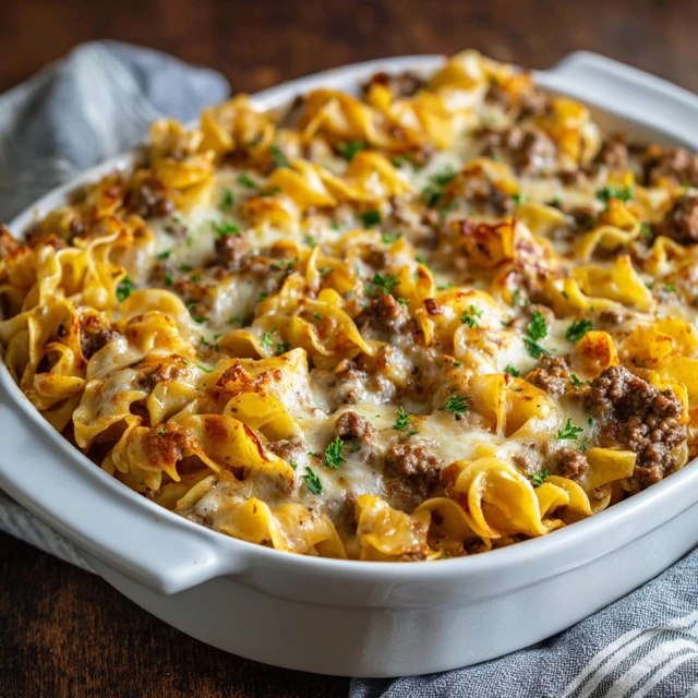 Beef Noodle Casserole (Creamy Cheesy Ground Beef Bake, 55 Min)