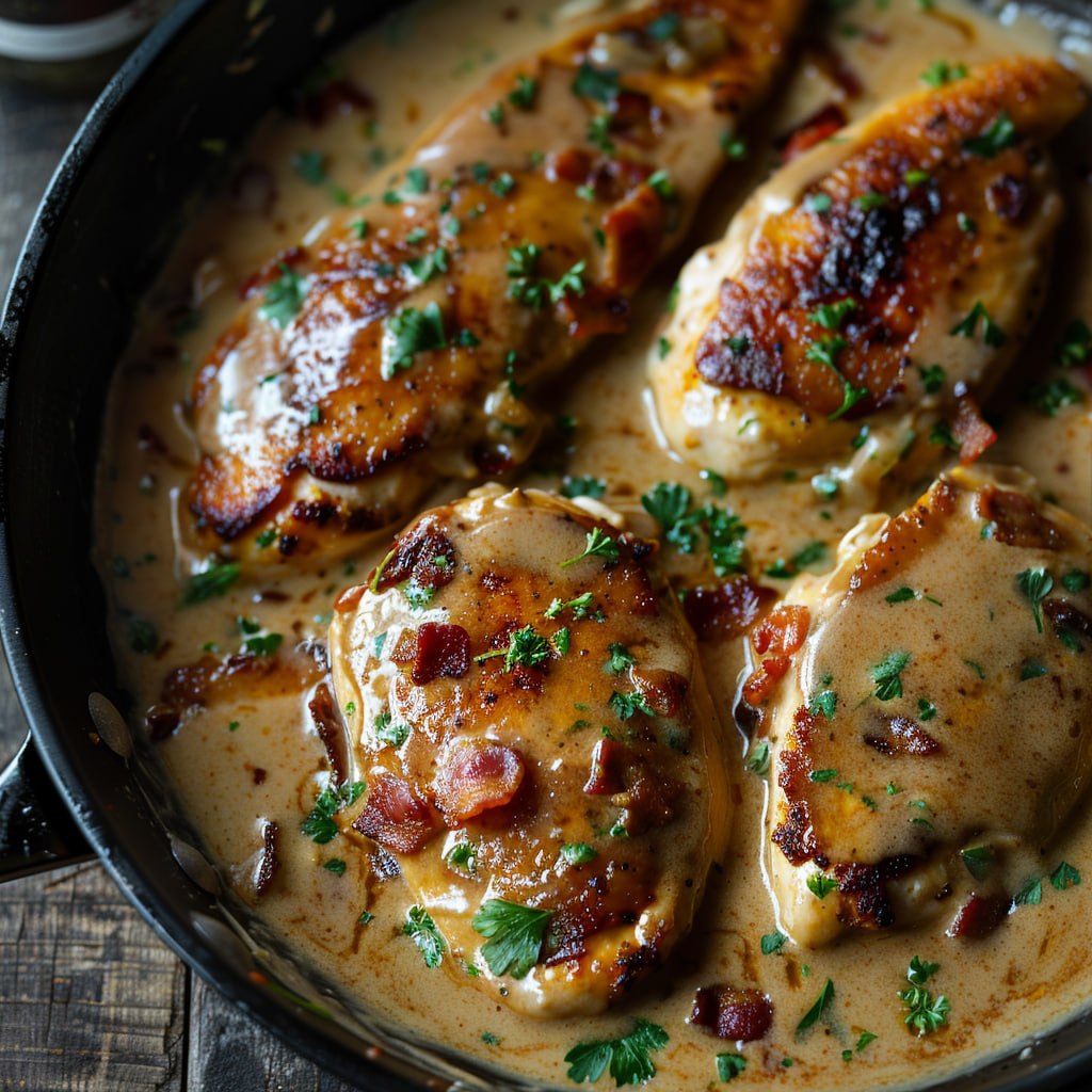 Bacon Ranch Chicken Skillet (Creamy One-Pan Chicken With Bacon, Ranch & Cheddar, 35 Min)