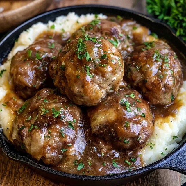 Meatballs And Mashed Potatoes (Tender Beef Meatballs in Brown Gravy over Mash, 45 Min)