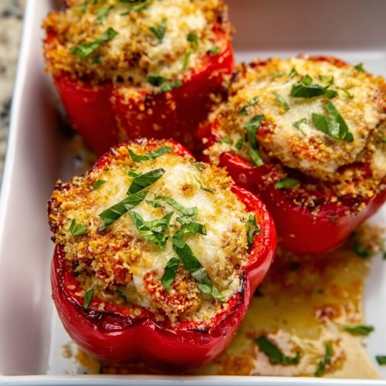 Best chicken parmesan stuffed peppers with bubbly golden mozzarella from the oven