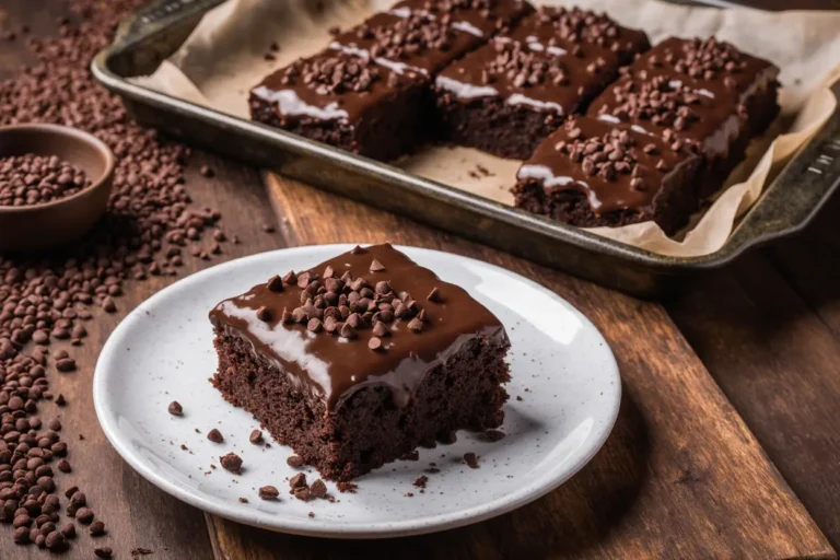 chocolate sheet cake with milk chocolate frosting