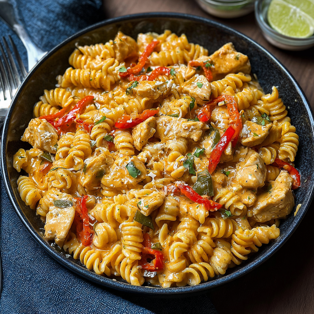 creamy chicken fajita pasta