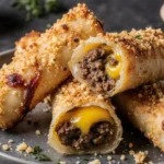 crispy cheeseburger egg rolls