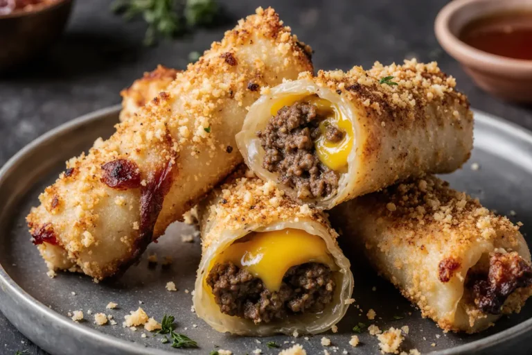 crispy cheeseburger egg rolls
