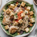crispy chicken salad with croutons