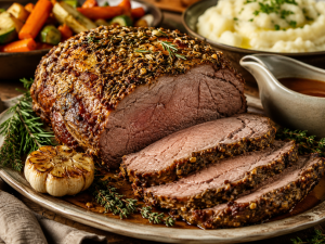 herb-crusted roast beef